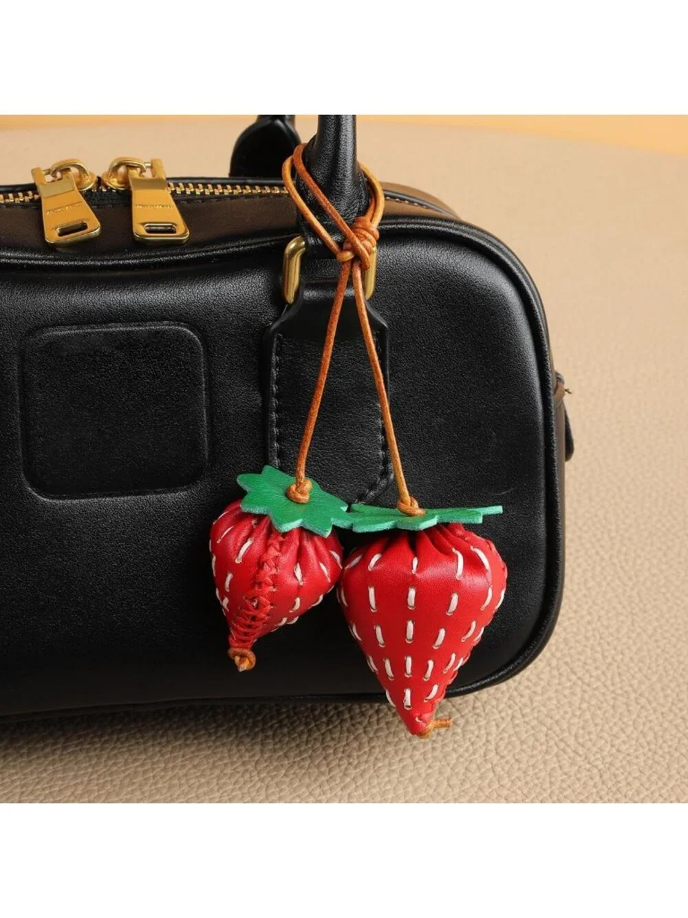 Stylish Leather Keychain & Purse Charm - Fun Simulated Food Bag Accessory